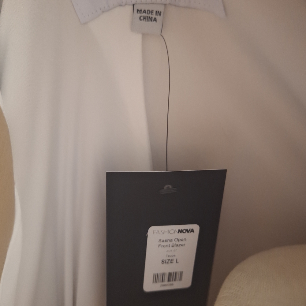 Women’s Taupe Open-Front Blazer Jacket - Picture 2 of 2